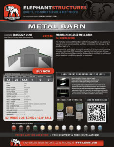 Partially Enclosed Metal Barn