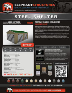 Partially Enclosed Steel Shelter