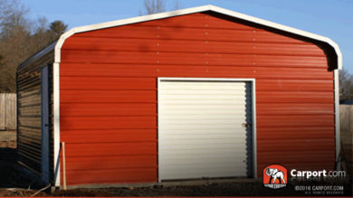 18x21 Red Metal Garage Building with Red Regular Roof
