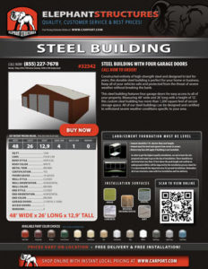 Steel Building with Four Garage Doors