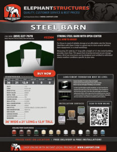 Strong Steel Barn Open Center