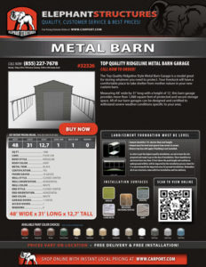 Top Quality Ridgeline Style Metal Barn Garage
