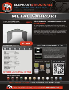 Triple Wide Metal Carport
