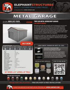 Two Car Metal Workshop Garage