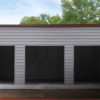 Metal building - front view of 3-car garage