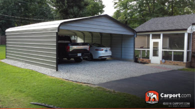 20x21 Double Wide Carport with Closed Sides