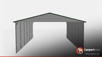 triple wide metal carport with sides front view