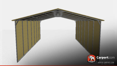 vertical style metal carport with closed sides